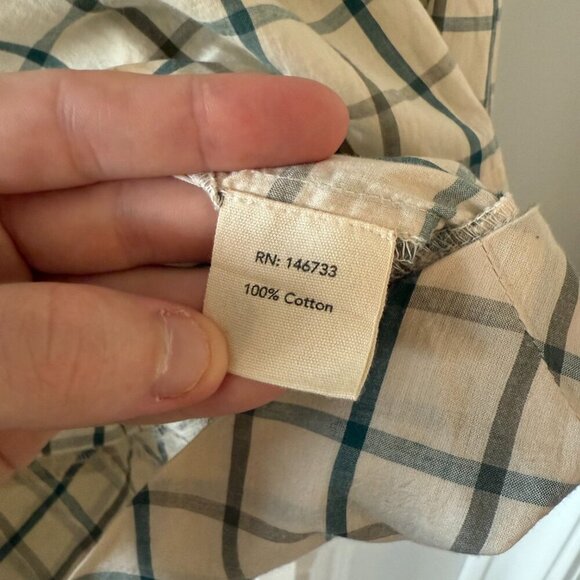 Mirth Windowpane Long Sleeve Blouse Size Small Color Cream Black/Grey - Picture 4 of 6